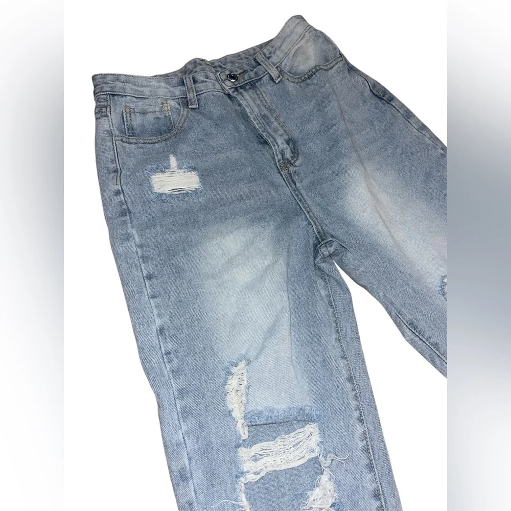 SHEIN Light Blue Distressed Boyfriend Jeans - Picture 2 of 5